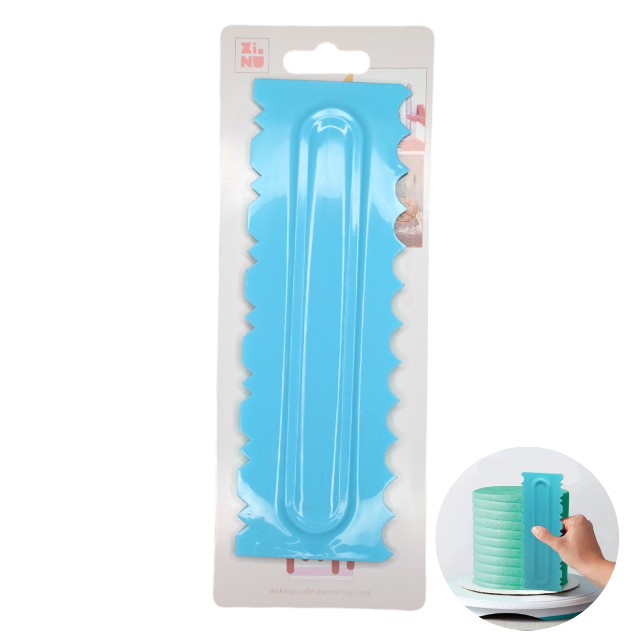 Pieptene Racleta Pentru Nivelare Tort Albastru Model 1
