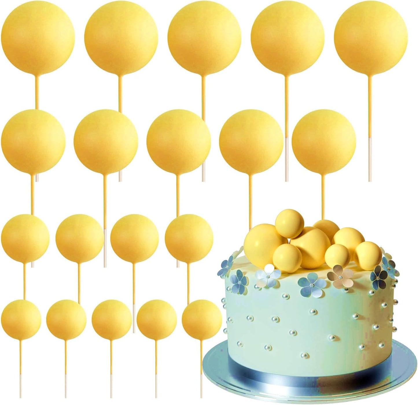 Set 20 Sfere Topper Tort Galben