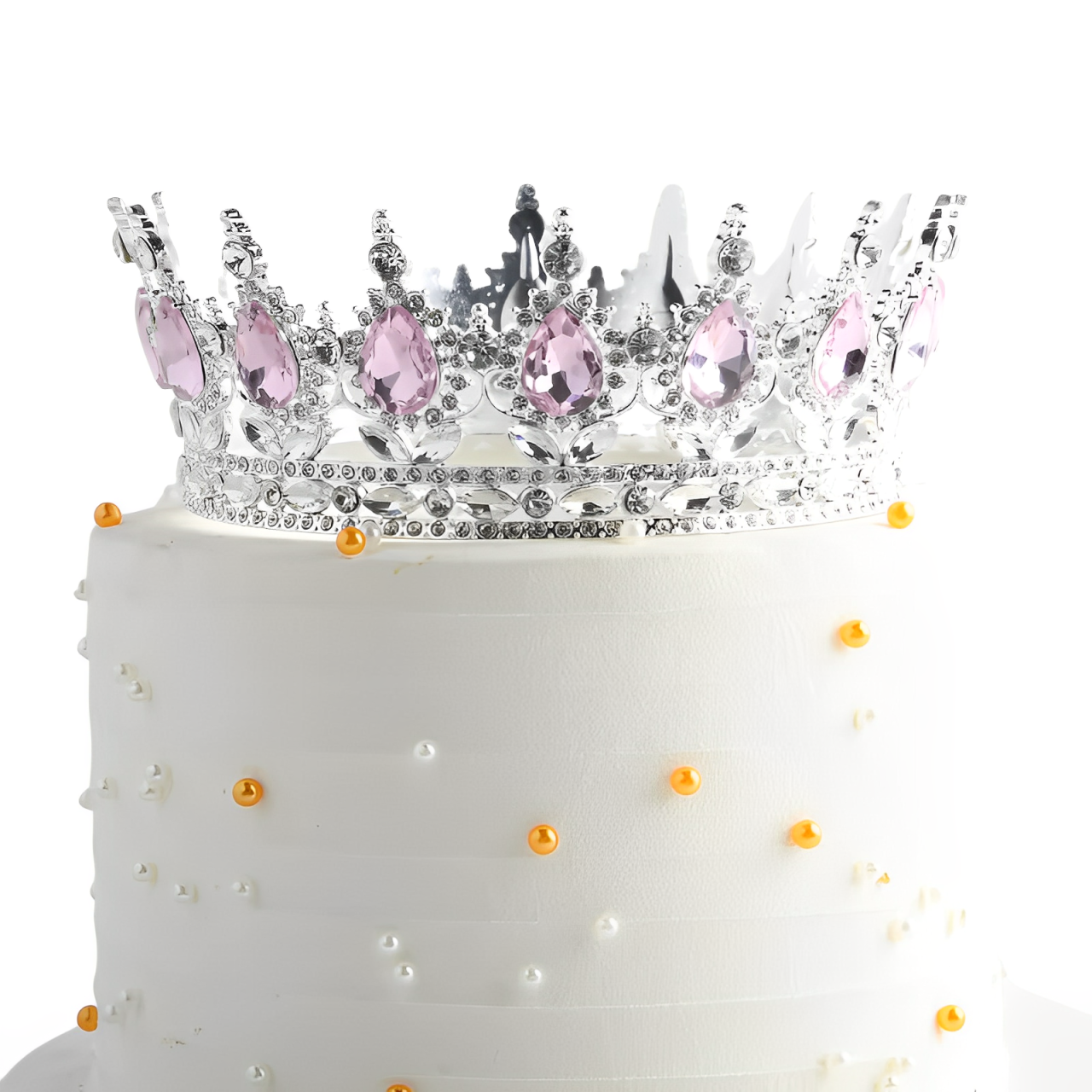 Coronita Topper Tort Argintiu Roz 15 CM