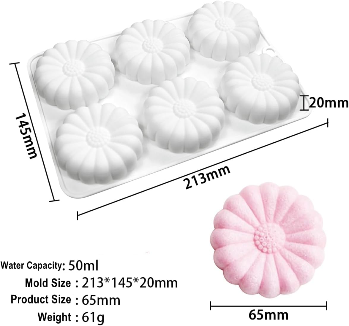 Forma SIlicon Monoportii 6 Alveole Model Floare