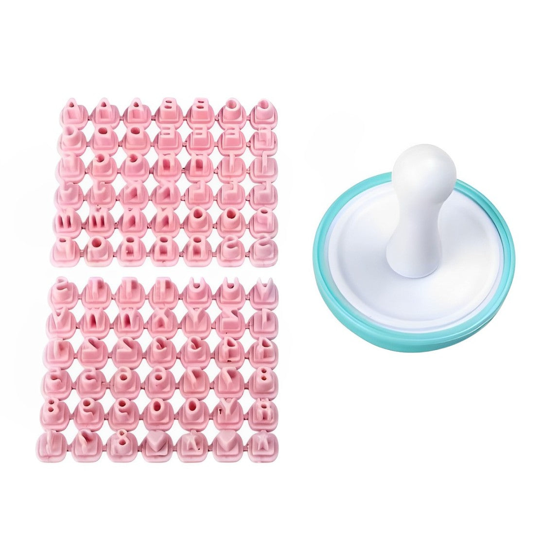 Set Cu Stampila Litere Cifre Simboluri Roz (simbol 0.8 cm)