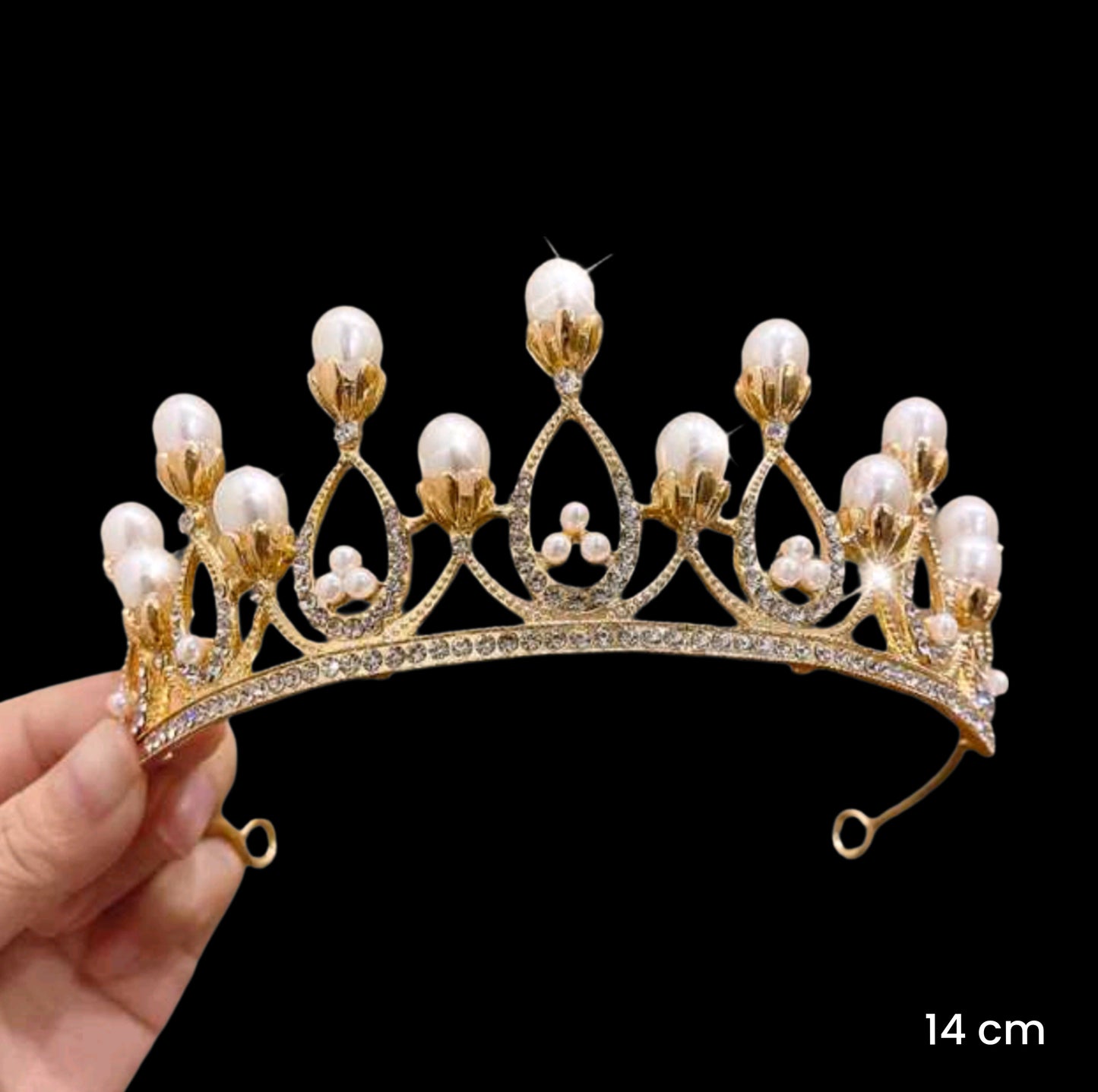Coronita Topper Tort Tiara Auriu Perle 14 CM