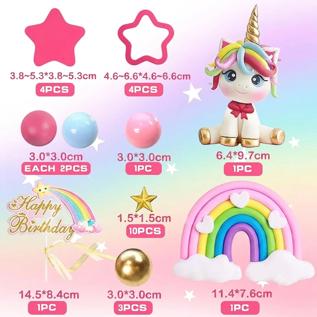Set Complet Decor Tort Unicorn Curcubeu Model 2