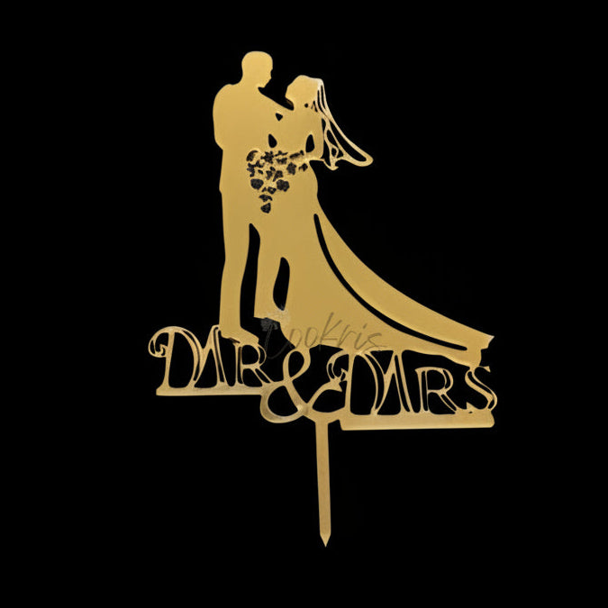 Topper Acrilic 16 x 11 cm Nunta Model "Mr. & Mrs" Model 2