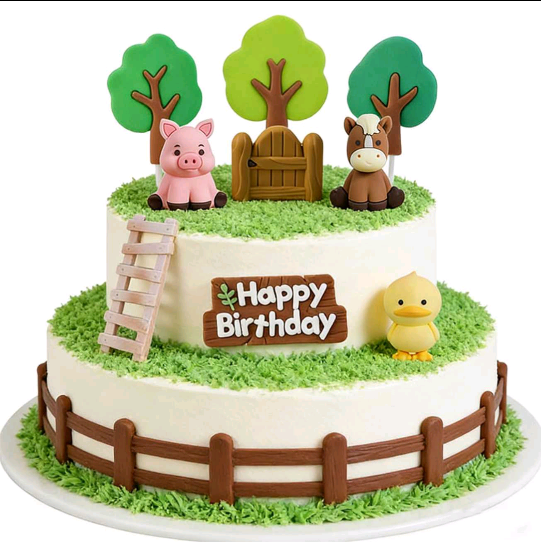 Set Complet Decor Tort Ferma Animale