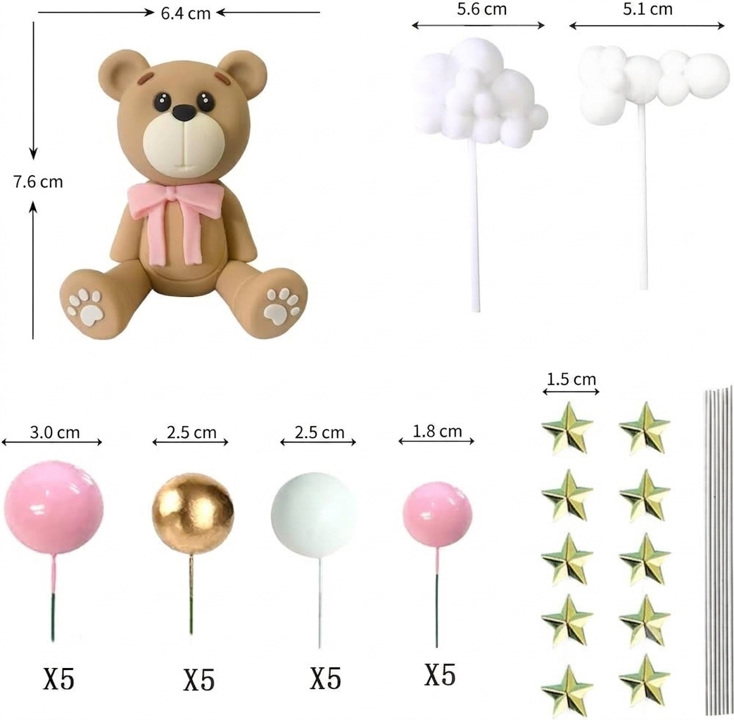 Set Complet Decor Tort Ursulet Botez Model 1