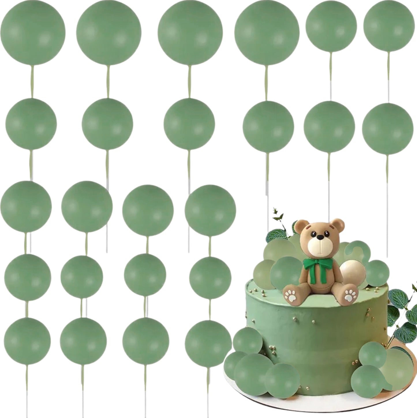 Set 20 Sfere Topper Tort Matcha Green