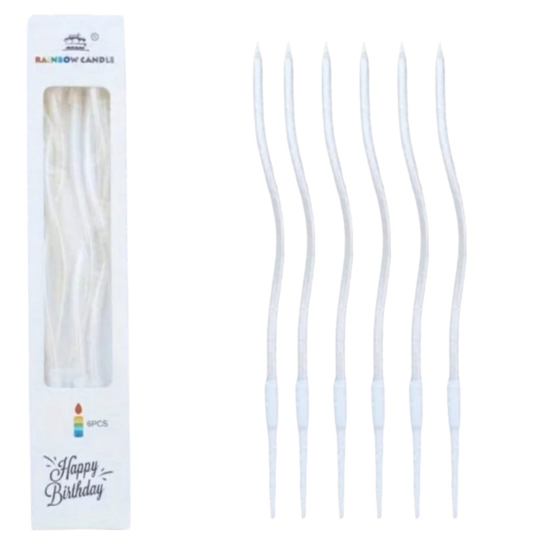 Set 6 lumanari pentru tort alb