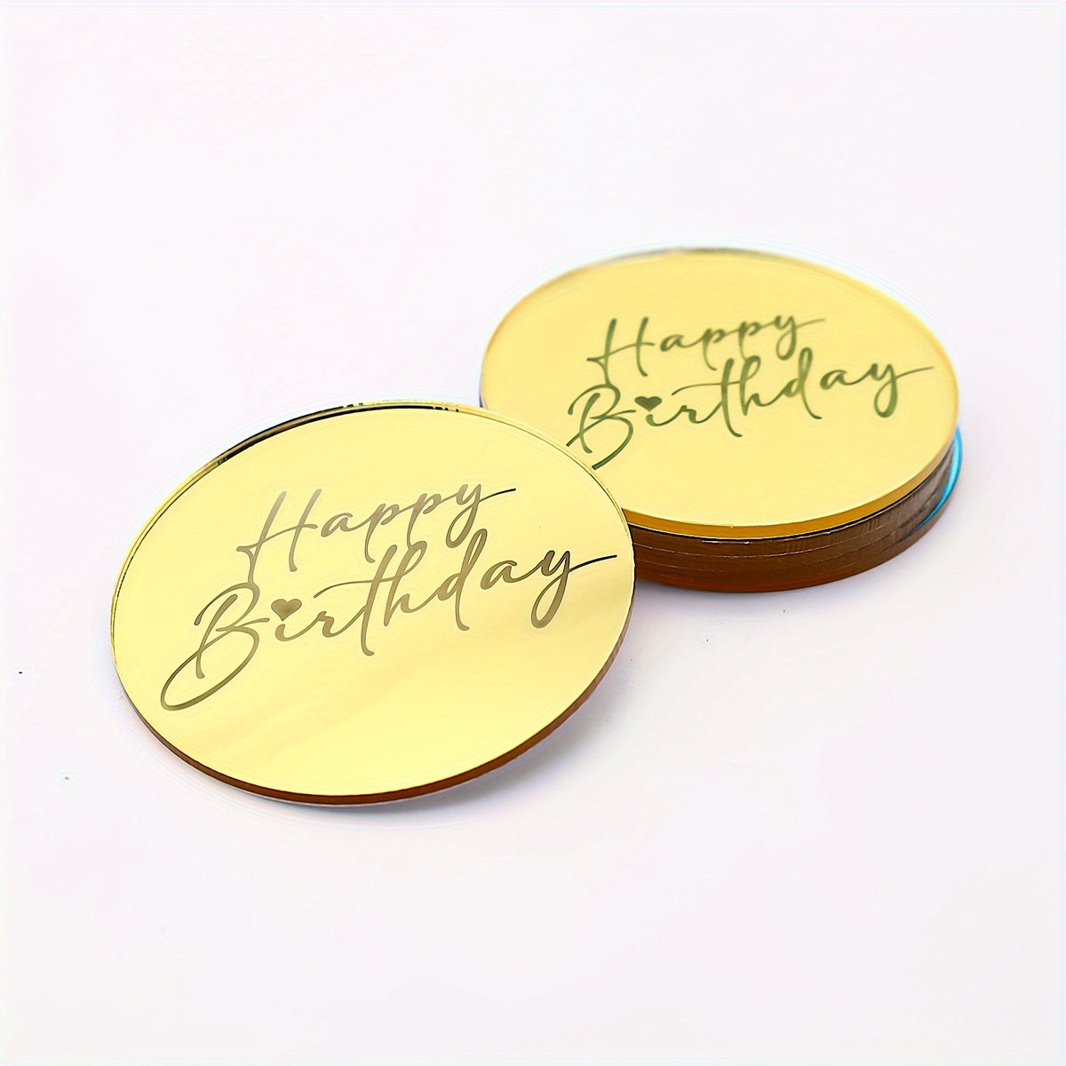 Topper Tort Medalion Acrilic Happy Birthday Model Inima