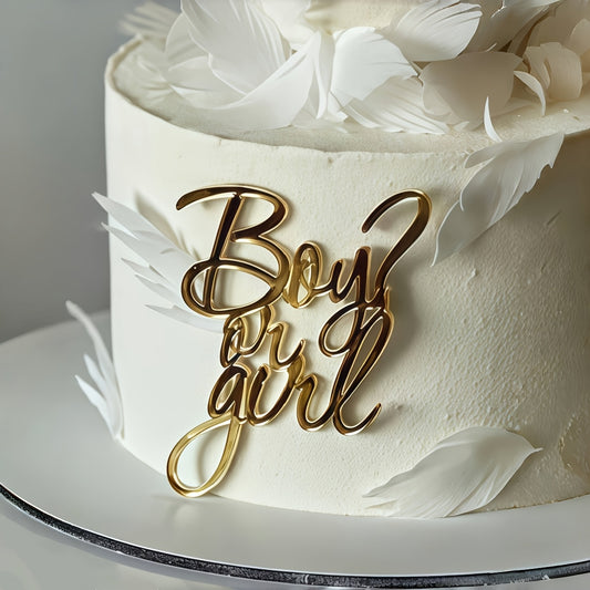 Topper Acrilic Boy or Girl Auriu Botez Baby Shower