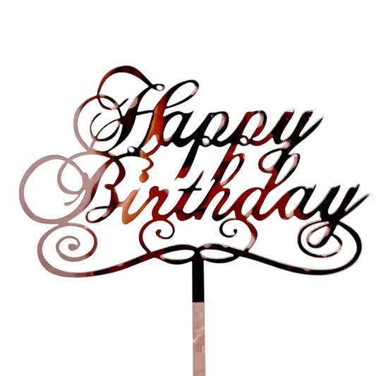 Topper Acrilic Happy Birthday Rose Gold Model 10