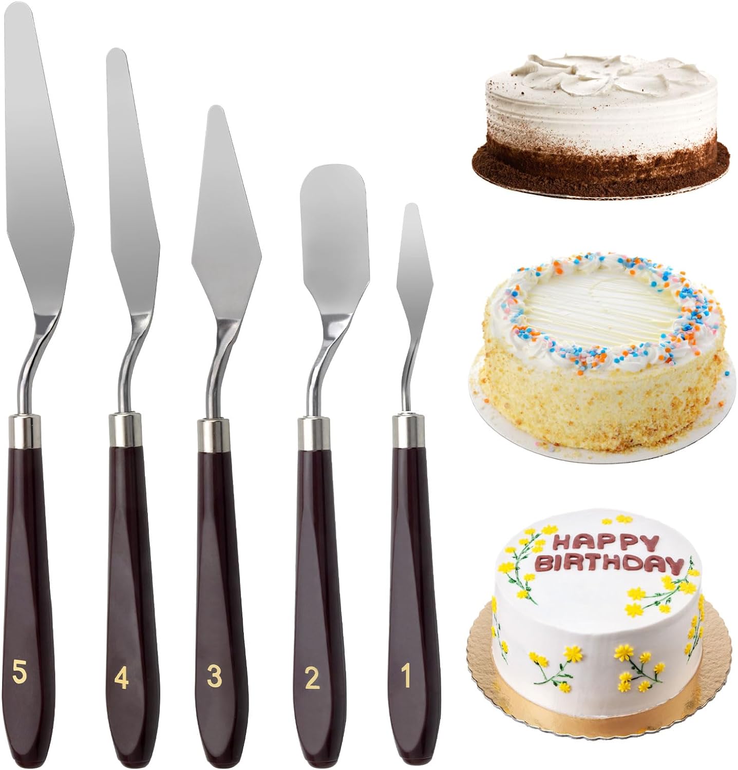 Set 5 spatule pentru decorare si ornare tort