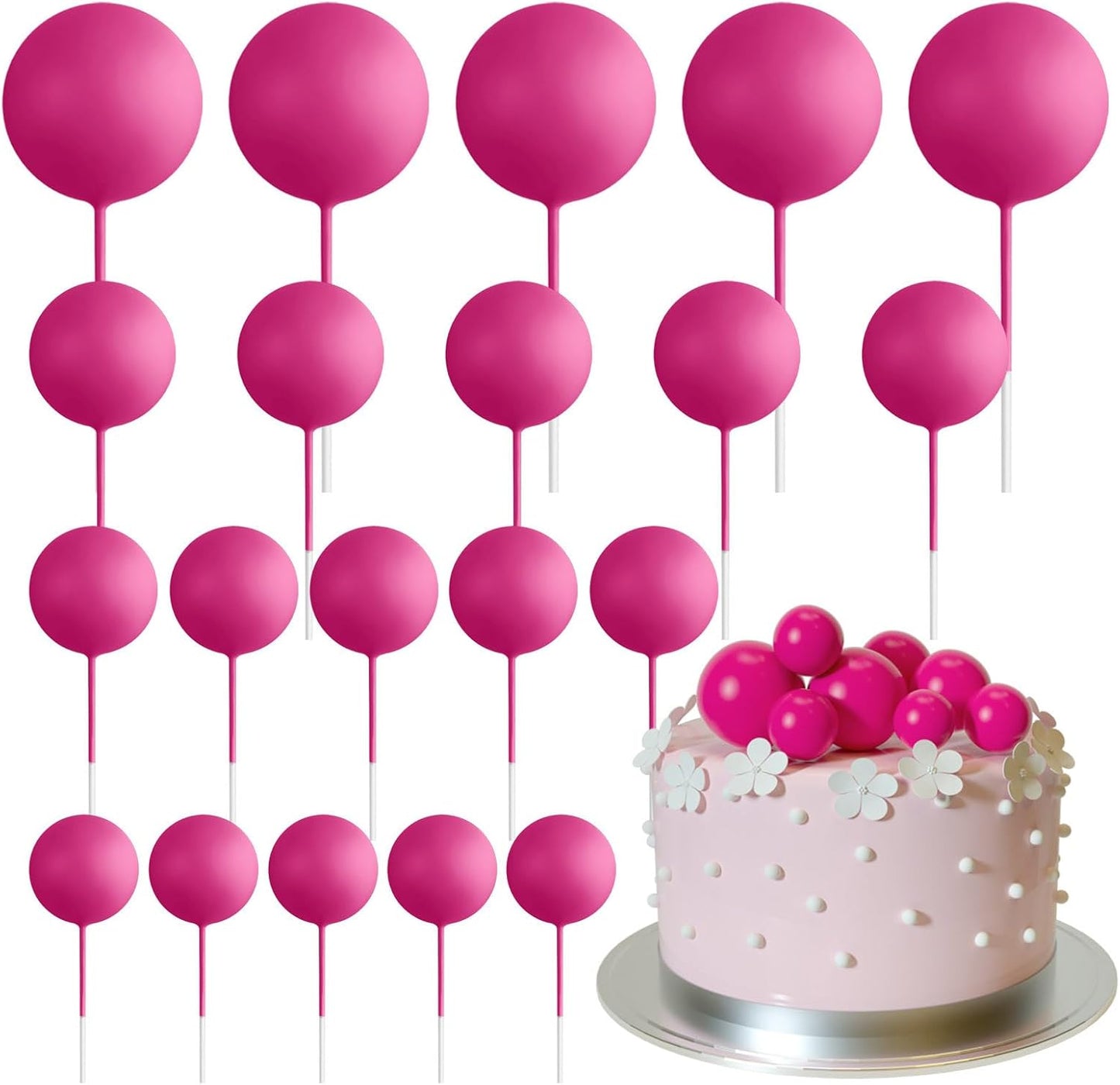 Set 20 Sfere Tort Topper Fuchsia