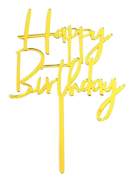 Topper Tort Acrilic Happy Birthday Auriu Model 1