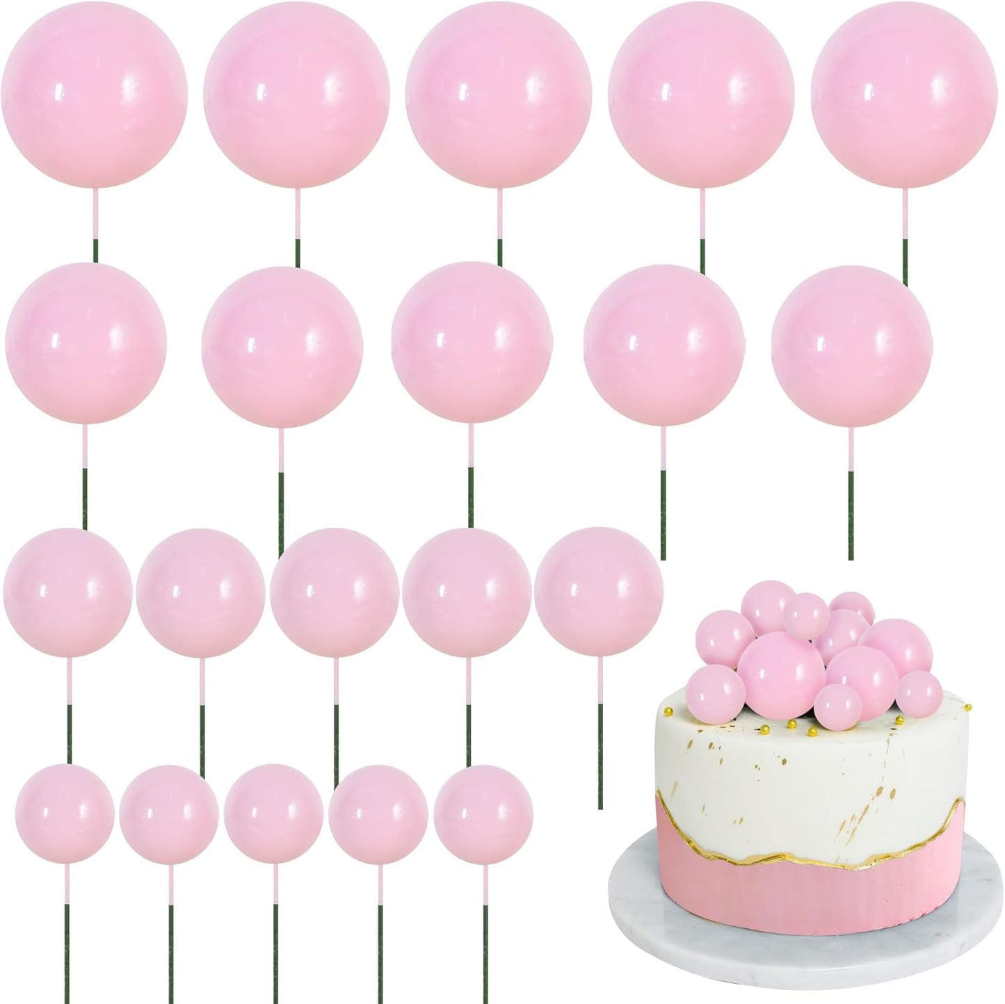 Set 20 Sfere Tort Topper Roz Baby Pink