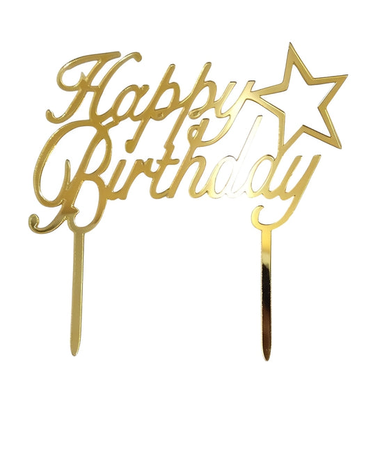 Topper Tort Acrilic Happy Birthday Auriu Model 2