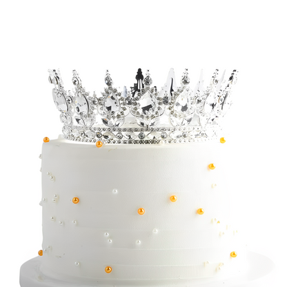 Coronita Topper Tort Argintiu Alb 15 CM