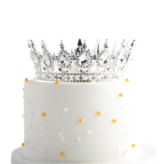 Coronita Topper Tort Argintiu Alb 15 CM