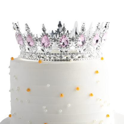 Coronita Topper Tort Argintiu Roz 15 CM
