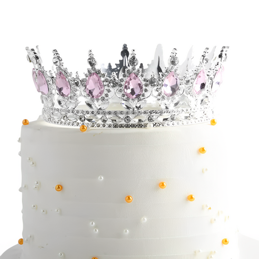 Coronita Topper Tort Argintiu Roz 15 CM
