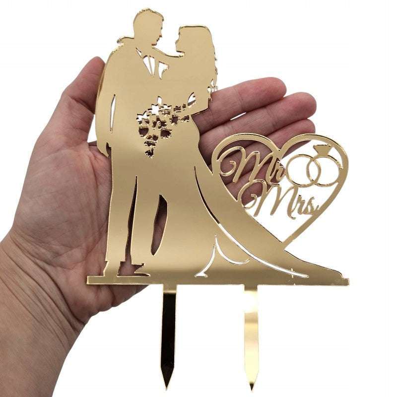 Topper Acrilic 16 x 11 cm Nunta Model "Mr. & Mrs"
