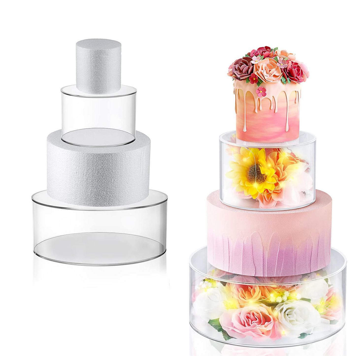 Set Etaj Fals Din Acrilic Pentru Tort (15 / 20 / 25 cm)