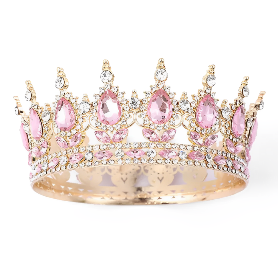Coronita Topper 15 cm Auriu Cu Pietre Roz