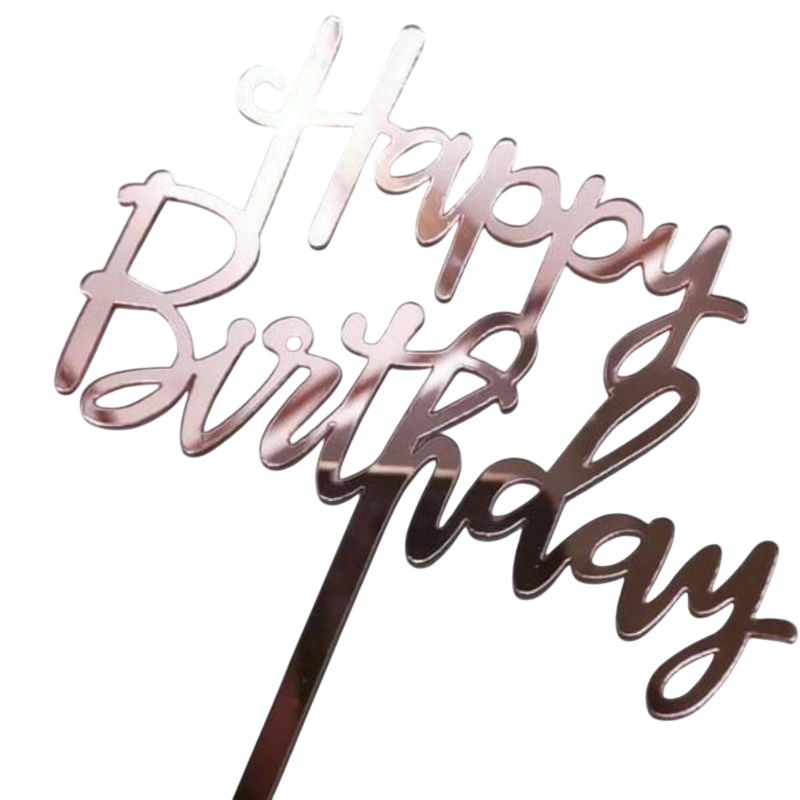Topper Acrilic Happy Birthday Rose Gold Model 9