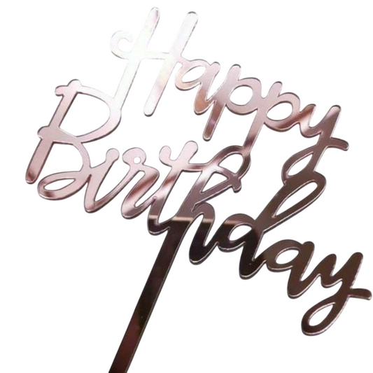 Topper Acrilic Happy Birthday Rose Gold Model 9