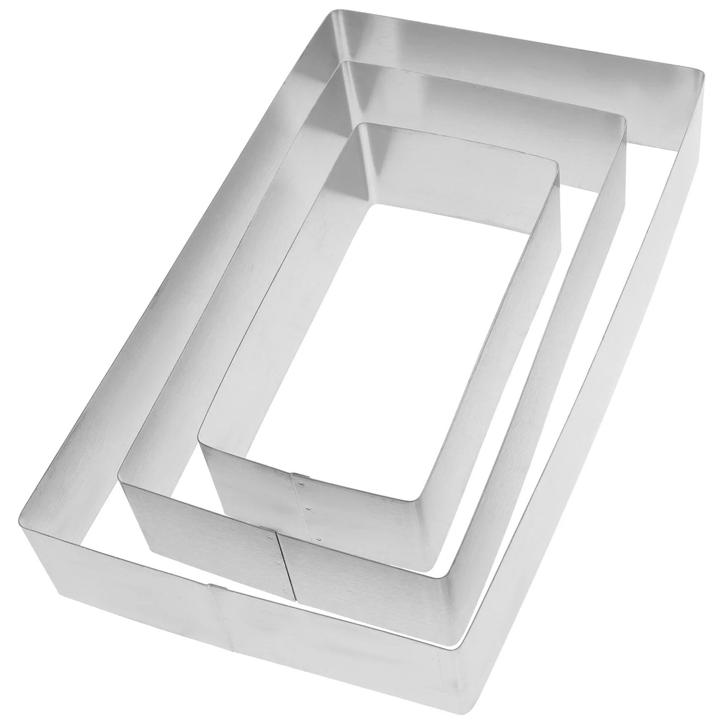 Set 3 Rame Dreptunghi Pentru Tort 25 x 15cm - 20 x 10cm - 15 x 5cm, 4.5 cm