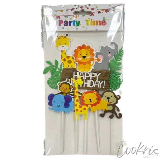 Set Decor Tort Jungla Animale Happy Birthday