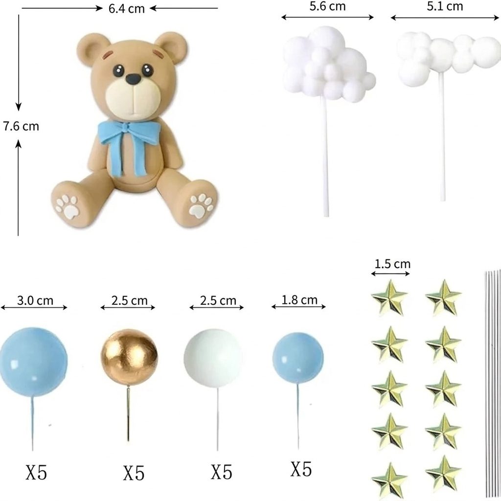Set Complet Decor Tort Ursulet Botez Model 2