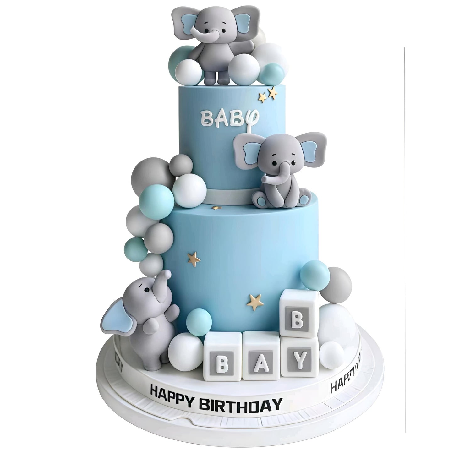 Set Complet Decor Tort Botez Baby Shower Elefant