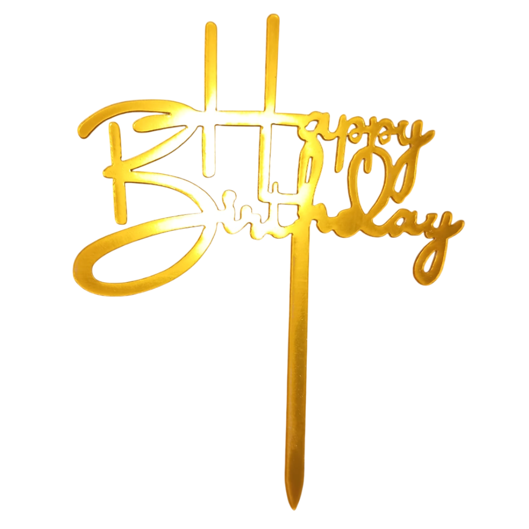 Topper Tort Acrilic Happy Birthday Auriu