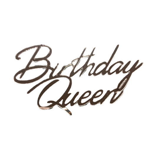 Topper Tort Acrilic Birthday Queen Argintiu