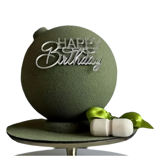 Topper Tort Acrilic Happy Birthday Argintiu