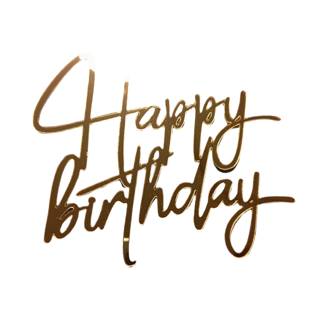 Topper Tort Acrilic Happy Birthday Auriu
